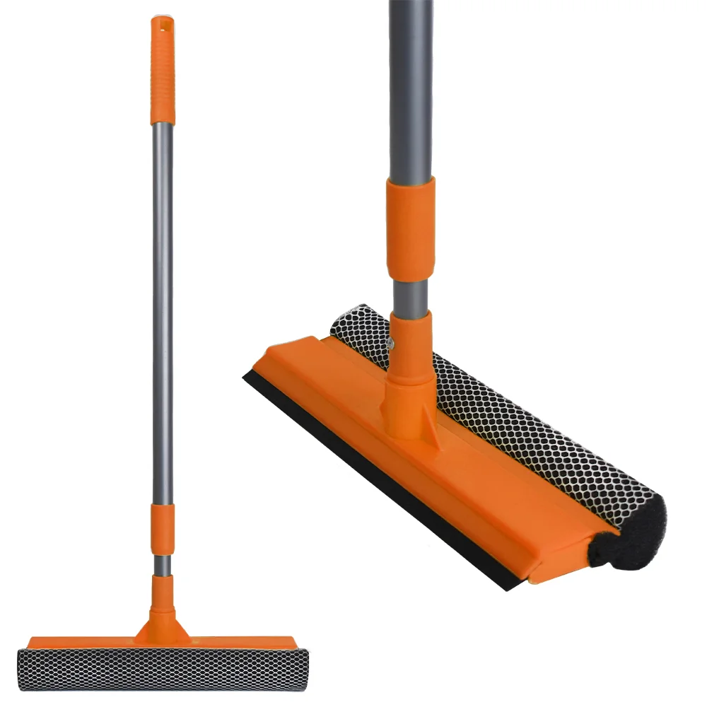 Окномойка Умничка 25 см с телескопической ручкой 95 см оранжевая